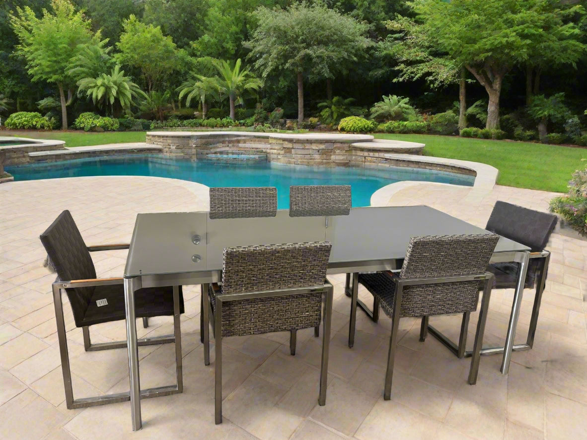 Floor Model SALE | Lloyd Flanders Poolside 7-PC Outdoor Dining Set