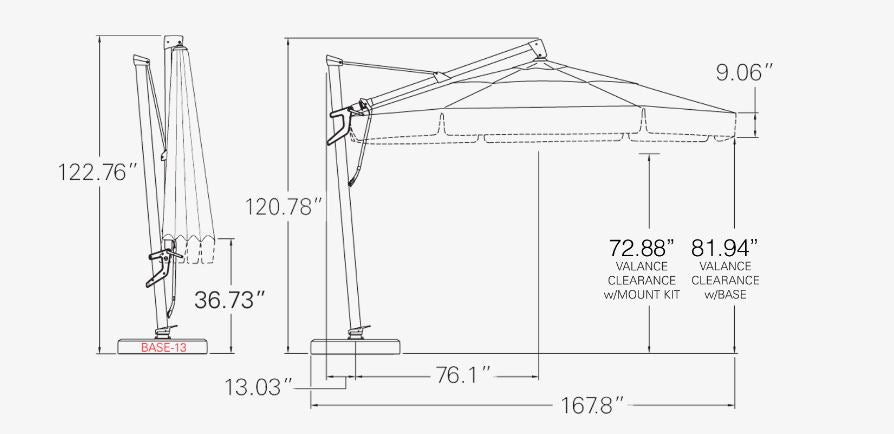 Treasure Garden 13' Starlux Octagon Cantilever With Lights