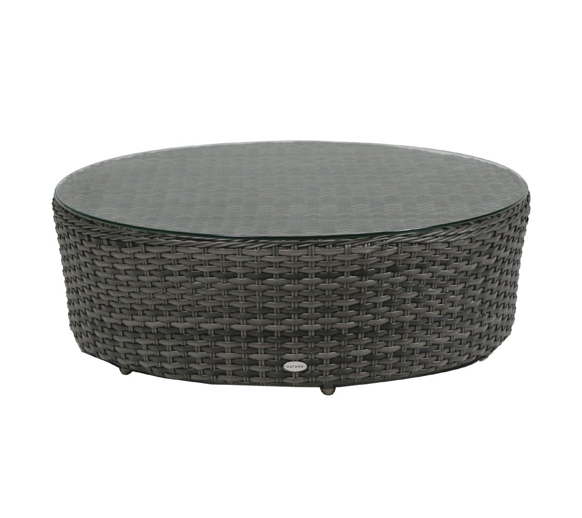Ratana Portfino 40" Outdoor Round Coffee Table w/ Clear Glass