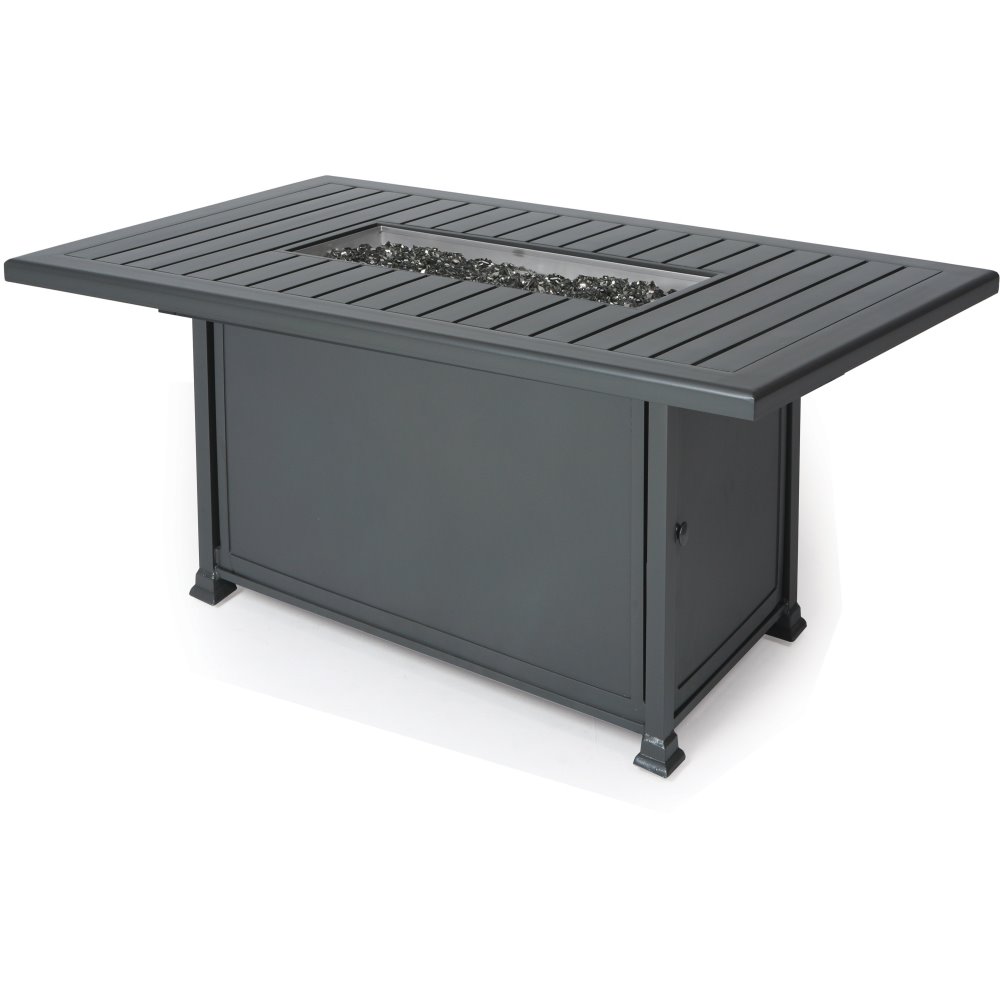 Mallin 60.5" x 36" Paso Robles Rectangular Chat Height Outdoor Fire Table with fire stones