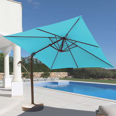 GALTECH 10'x 10' Sq Patio Cantilever with Wheeled Base Blue