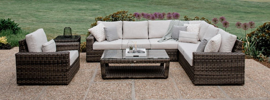 Outdoor patio furniture set with a sectional sofa 