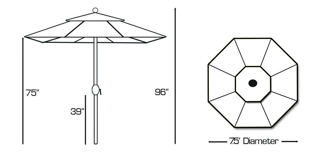 GALTECH 7.5' Deluxe Auto Tilt Octagon Umbrella