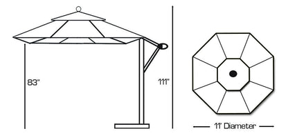 GALTECH 11' Oct Cantilever with Wheeled Base Measurements