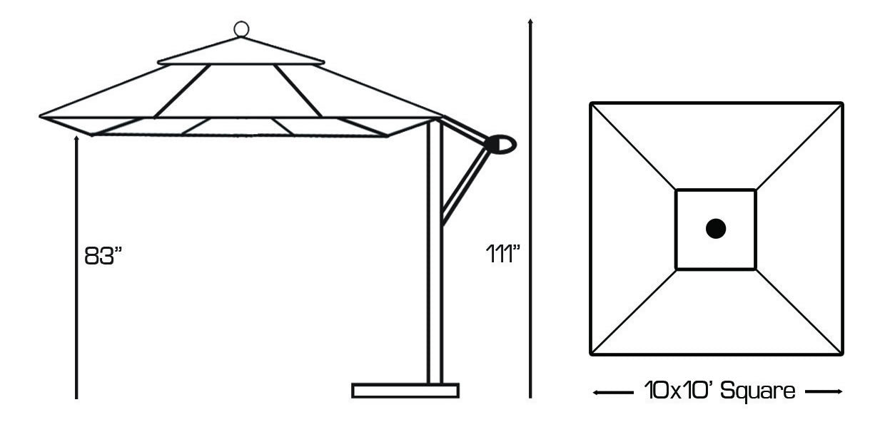 GALTECH 10'x 10' Sq Patio Cantilever with Wheeled Base