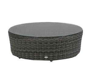 Ratana Portfino 40" Round Coffee Table w/ Clear Glass