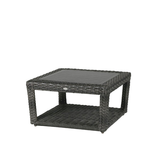 Ratana Portfino 32" Outdoor Square Coffee Table w/ Clear Glass